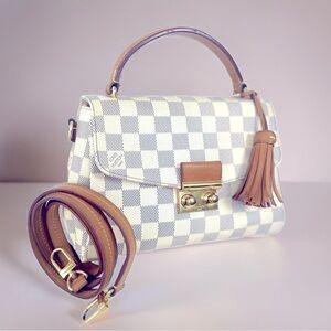 $2k Retail! Louis Vuitton Croisette Two-Way Crossbody Handbag Damier Azur